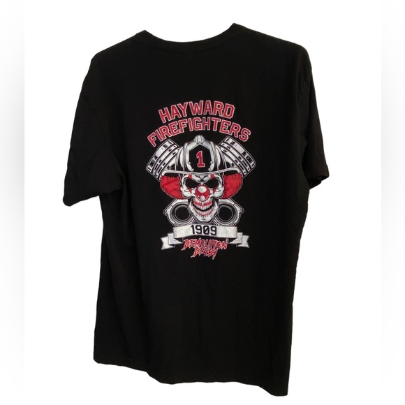 High End Hayward CA Firefighters 1909 Clown Skull Men’s XL T-Shirt MINTY - Picture 1 of 5